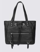 Marks & Spencer Faux Leather Drawstring Tote Bag Black