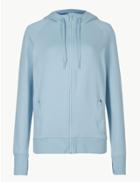 Marks & Spencer Cotton Rich Hooded Top Powder Blue