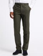 Marks & Spencer Textured Tailored Fit Trousers Dark Green