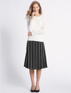 Marks & Spencer Satin Striped A-line Midi Skirt Black Mix