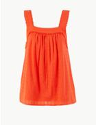 Marks & Spencer Pure Cotton Textured Camisole Top Bright Orange