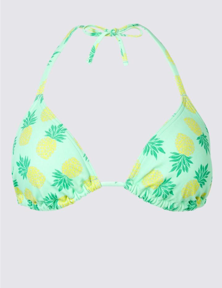 Marks & Spencer Pineapple Print Triangle Bikini Top Aqua Mix