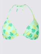 Marks & Spencer Pineapple Print Triangle Bikini Top Aqua Mix