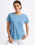 Marks & Spencer Textured Round Neck Short Sleeve T-shirt Cornflower
