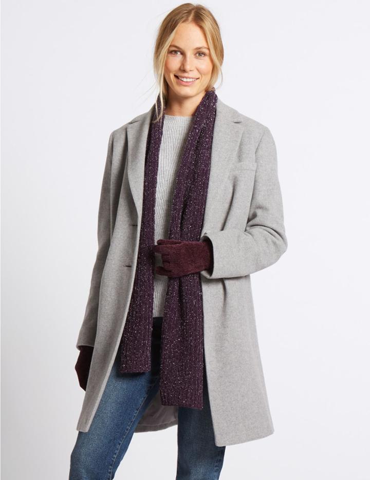 Marks & Spencer Sparkle Scarf & Gloves Set Dark Grape