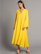 Marks & Spencer Elliptical Hem Long Sleeve Maxi Dress Yellow
