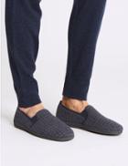 Marks & Spencer Grid Checked Slippers With Freshfeet&trade; Navy Mix