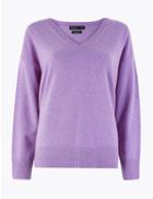 Marks & Spencer Pure Cashmere Relaxed V-neck Jumper Mauve