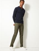 Marks & Spencer Slim Fit Chinos With Stretch Washed Green