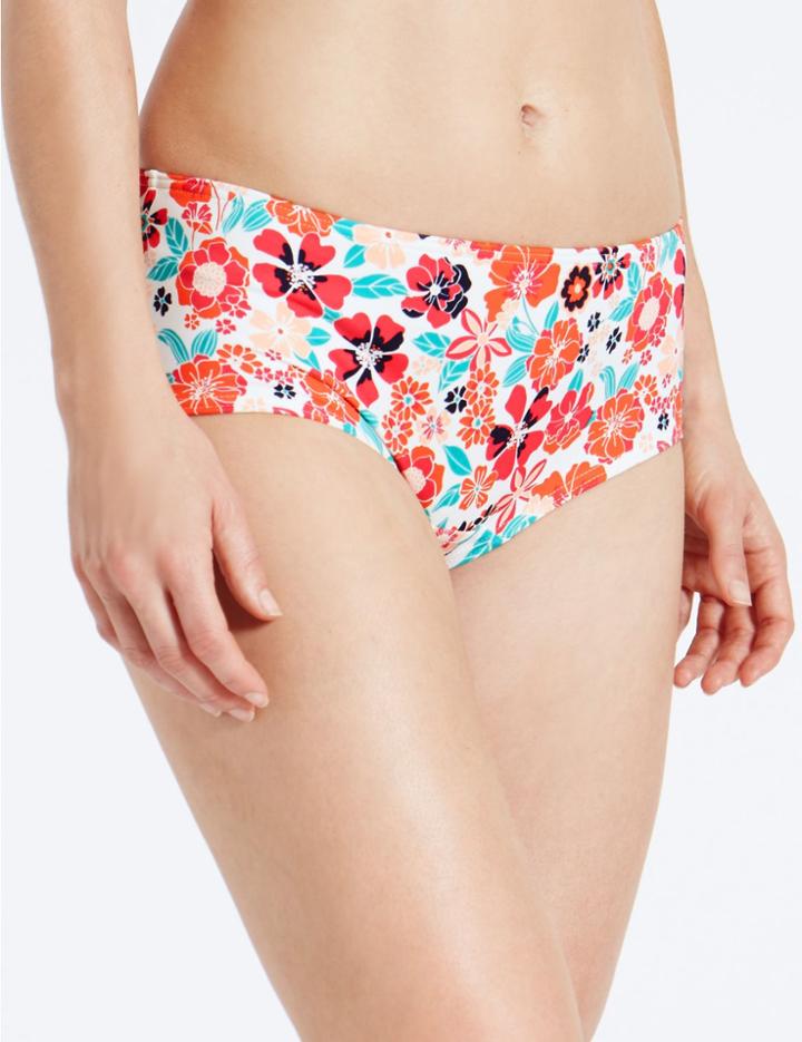 Marks & Spencer Floral Print Bikini Bottoms White Mix