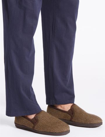 Marks & Spencer Checked Slippers With Thinsulate&trade; Brown
