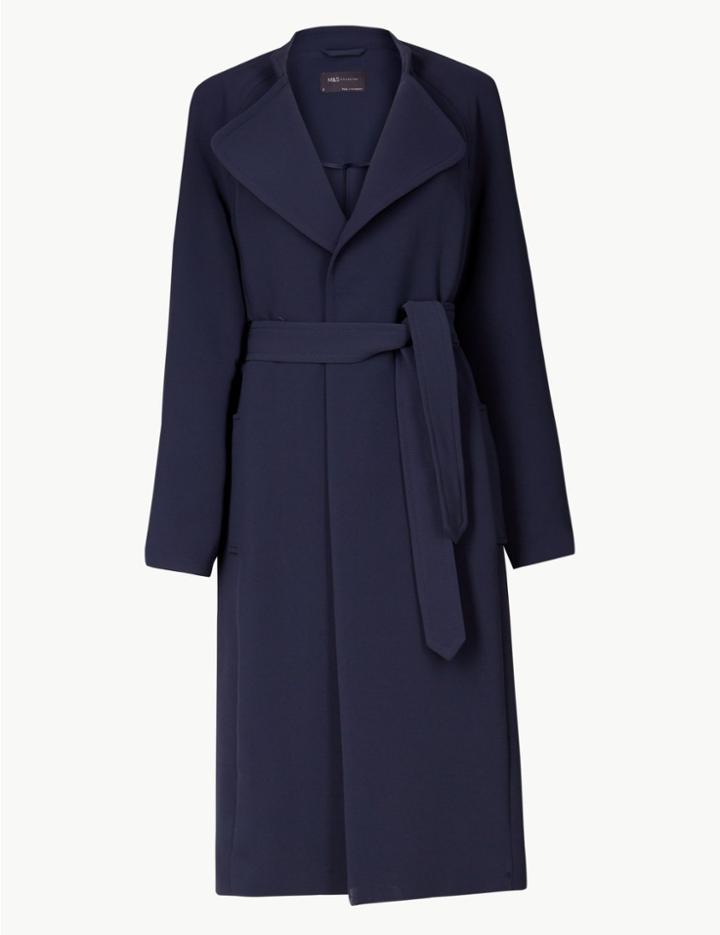 Marks & Spencer Belted Wrap Coat Navy