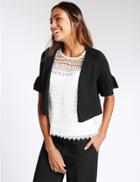 Marks & Spencer Frill Short Sleeve Cardigan Black