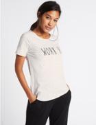 Marks & Spencer Cotton Rich Printed Short Sleeve T-shirt Grey Mix