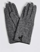 Marks & Spencer Wool Rich Button Loop Gloves Grey Mix
