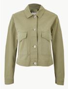 Marks & Spencer Pure Cotton Cropped Short Jacket Khaki