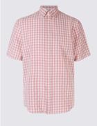 Marks & Spencer Easy Care Modal Rich Shirt With Pocket Soft Coral