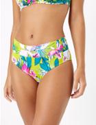 Marks & Spencer Tropical Print Roll Top Bikini Bottoms Citrus
