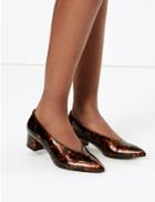 Marks & Spencer Pointed Toe Court Shoes Brown Mix