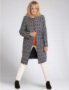 Marks & Spencer Geometric Print Longline Coat Blue Mix