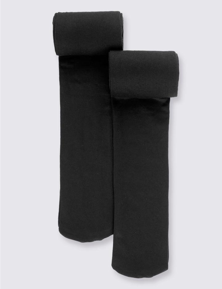 Marks & Spencer 2 Pairs Of Freshfeet&trade; Opaque School Tights (6-14 Years) Black