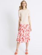 Marks & Spencer Floral Print A-line Midi Skirt Pink Mix