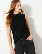 Marks & Spencer Ribbed Funnel Neck Longline Tank Top Black