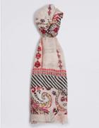 Marks & Spencer Patchwork Print Scarf Cream