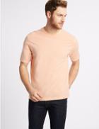 Marks & Spencer Slim Fit Pure Cotton T-shirt With Cool Comfort&trade; Soft Peach