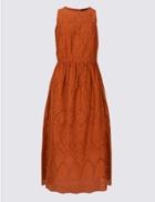 Marks & Spencer Pure Cotton Broderie Shift Dress Black