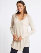 Marks & Spencer Asymmetrical Hem V-neck Longline Jumper Oatmeal