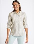 Marks & Spencer Pure Cotton Authentic Striped Shirt Ivory Mix