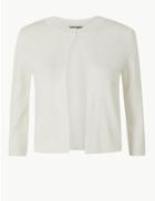Marks & Spencer Round Neck 3/4 Sleeve Cardigan Soft White