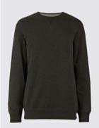 Marks & Spencer Pure Cotton Crew Neck Sweatshirt Khaki