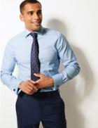 Marks & Spencer Cotton Slim Fit Shirt With Stretch Sky
