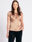 Marks & Spencer Pleat Front Satin Cap Sleeve Shell Top Bronze