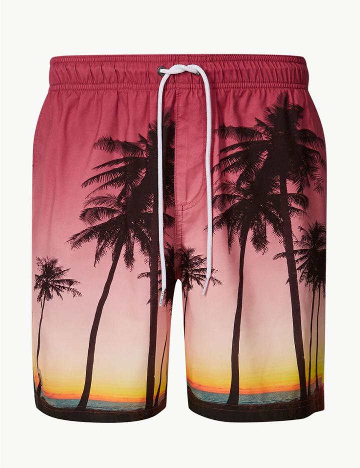 Marks & Spencer Quick Dry Printed Swim Shorts Pink Mix