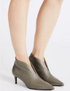 Marks & Spencer Leather Kitten Heel Shoe Boots Grey
