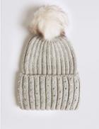 Marks & Spencer Cable Knit Pom Hat Cream