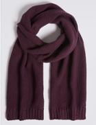 Marks & Spencer Pure Cotton Knitted Scarf Burgundy
