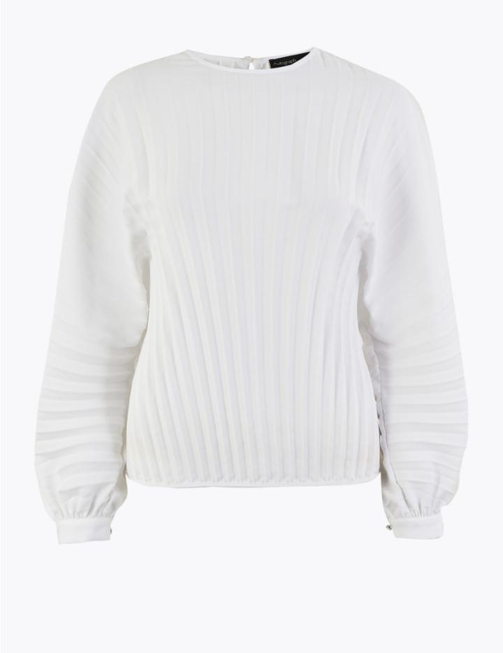 Marks & Spencer Pleated Relaxed Fit Shell Top Soft White