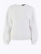 Marks & Spencer Pleated Relaxed Fit Shell Top Soft White