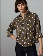 Marks & Spencer Spotted Long Sleeve Shirt Cocoa