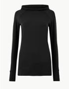 Marks & Spencer Quick Dry Hooded Long Sleeve Top Black