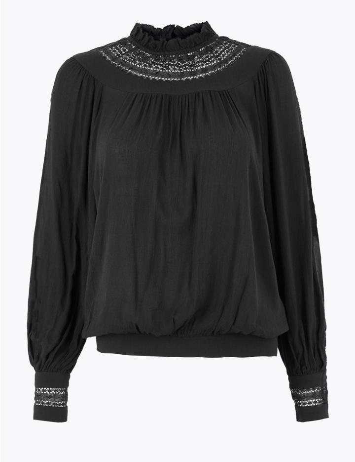 Marks & Spencer Lace Insert Blouse Black