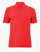 Marks & Spencer Slim Fit Pure Cotton Polo Shirt Bright Red