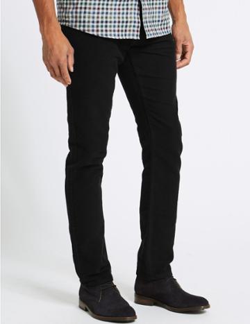 Marks & Spencer Italian Moleskin Slim Fit 5 Pocket Trousers Black