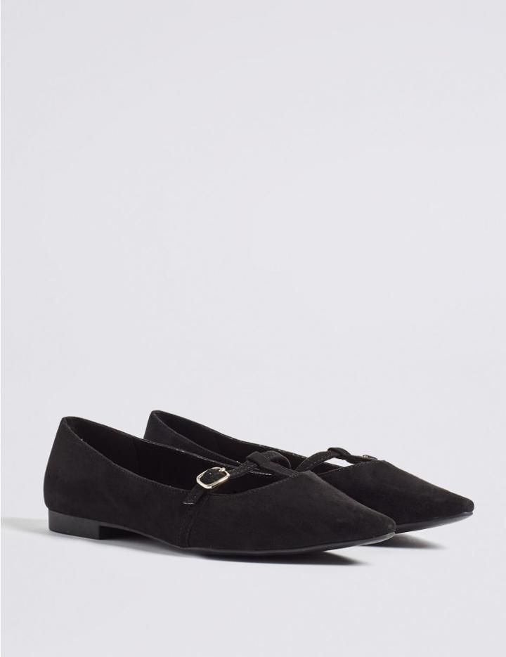 Marks & Spencer Pointed T-bar Pump Shoes Black