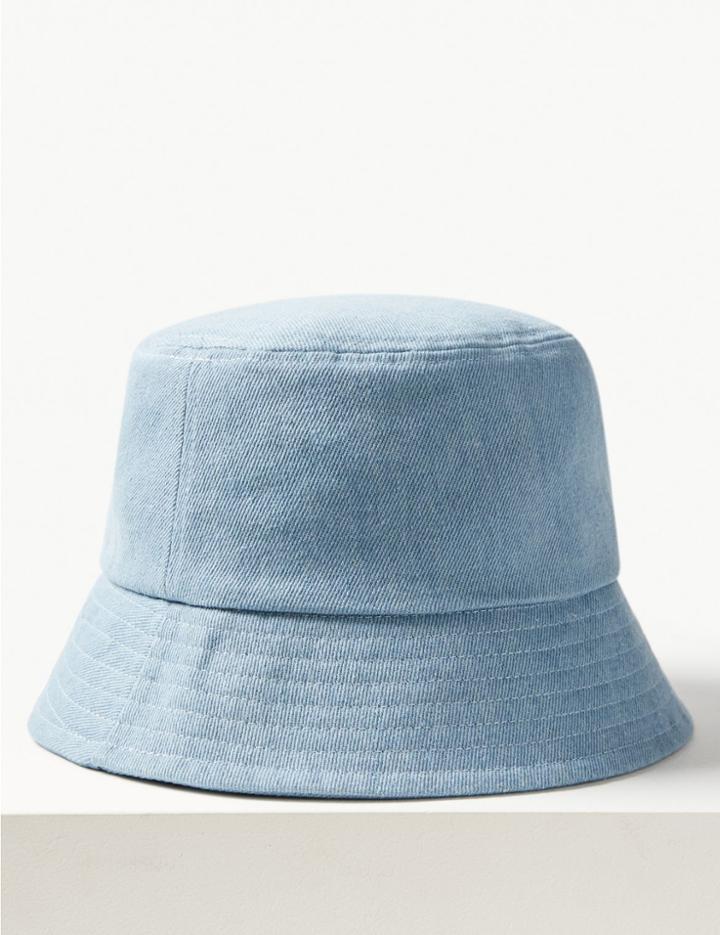 Marks & Spencer Pure Cotton Modern Bucket Sun Hat Denim