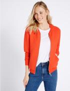 Marks & Spencer Cotton Blend Quilted Jersey Bomber Jacket Bright Orange